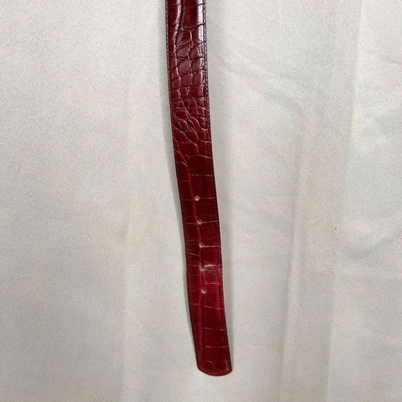 Nordstrom Oxblood Brown Alligator Embossed Leather Belt Size M 30 Made in USA - Picture 3 of 4